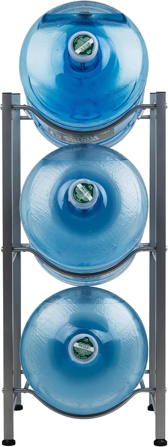 MIND READER 5 Gallon Water Jug Stand, Water Bottle Holder, Water Cooler Rack, Metal, Silver