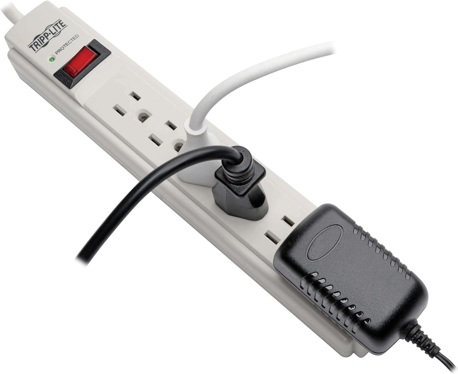 Tripp Lite Surge Protector Power Strip 120V 6 Outlet 8' Cord 990 Joule Flat Plug Gray