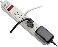 Tripp Lite 6 Outlet Surge Protector Power Strip, Black/Light Gray, 8ft Cord, RJ11, 990 Joules (TLP608TEL)