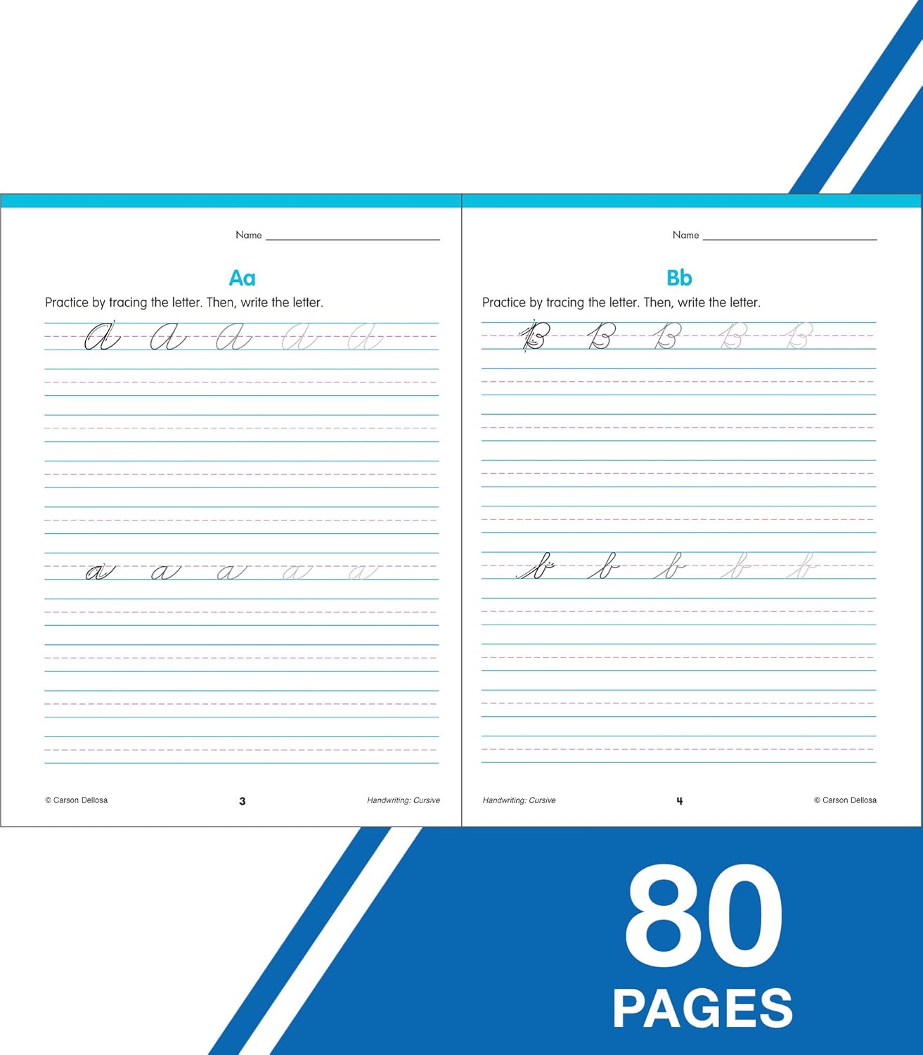 Carson Dellosa Grades 2-5 Cursive Handwriting Workbook, Writing Book With Sight Words, Sentences