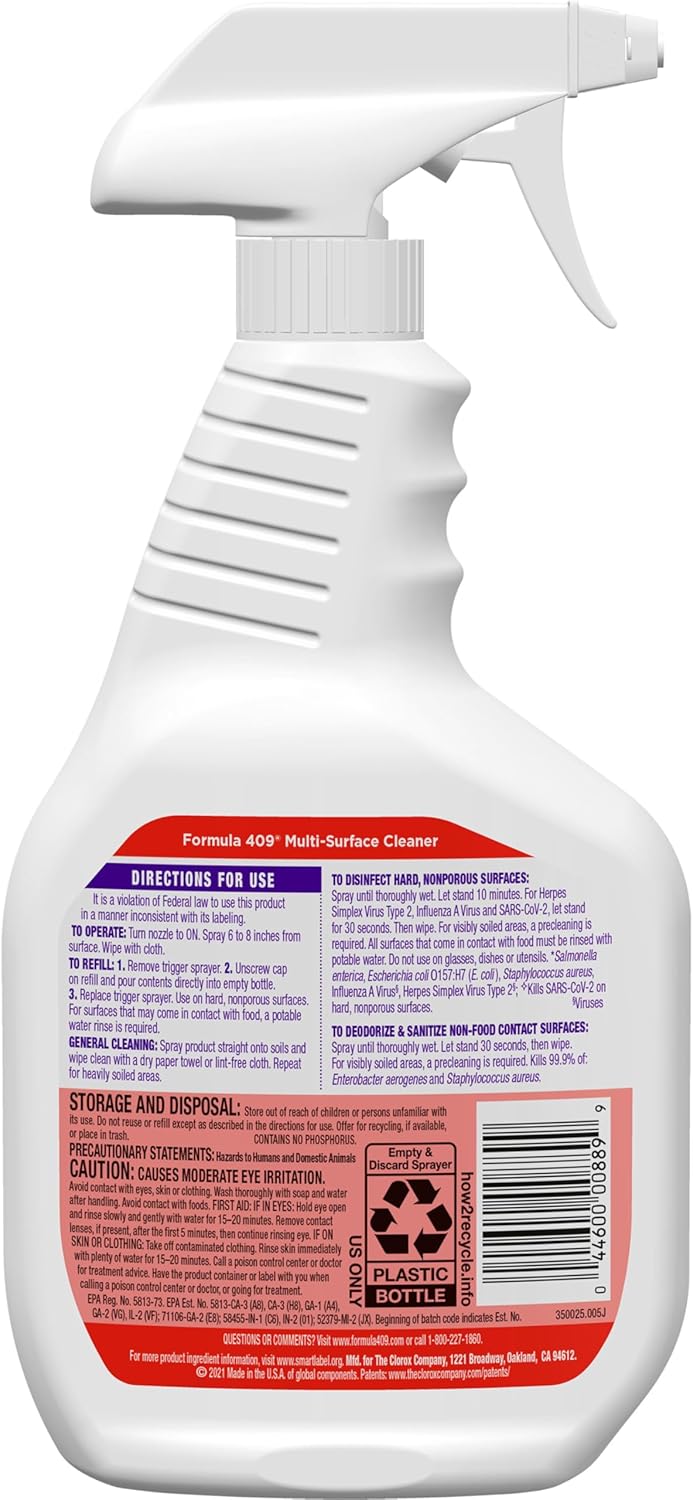 Formula 409 Multi-Surface Cleaner, Spray Bottle, Original, 32 Fluid Ounces (Package May vary) 32 Fl Oz (Pack of 1)