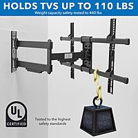 Mount-It! UL Certified Heavy Duty Full Motion TV Wall Mount for Most 37-80 Inch Flat Screen TVs, Wall Mount Bracket Max VESA 600x400, Holds up to 440lb, Full Motion TV Mount 55 inch, 65 inch, 80 inch