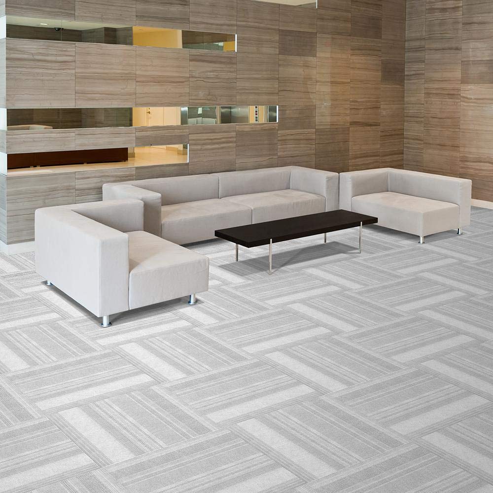 Foss Peel and Stick First Impressions Barcode Rib O. Blue 24 in. x 24 in. Commercial Carpet Tile (15 Tiles/Case)