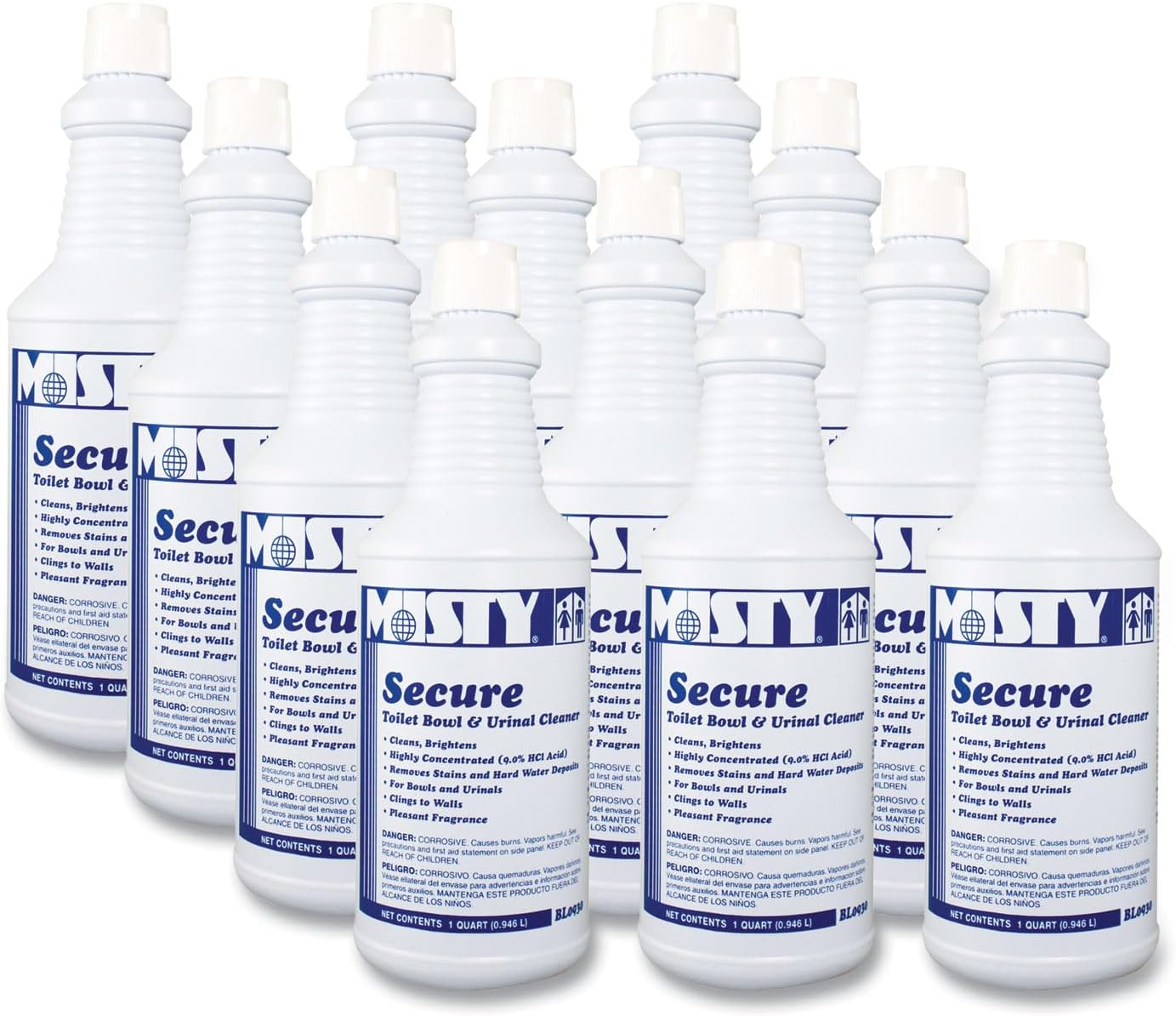 Misty R93012CT Secure Hydrochloric Acid Bowl Cleaner Mint Scent 32oz Bottle 12/Carton