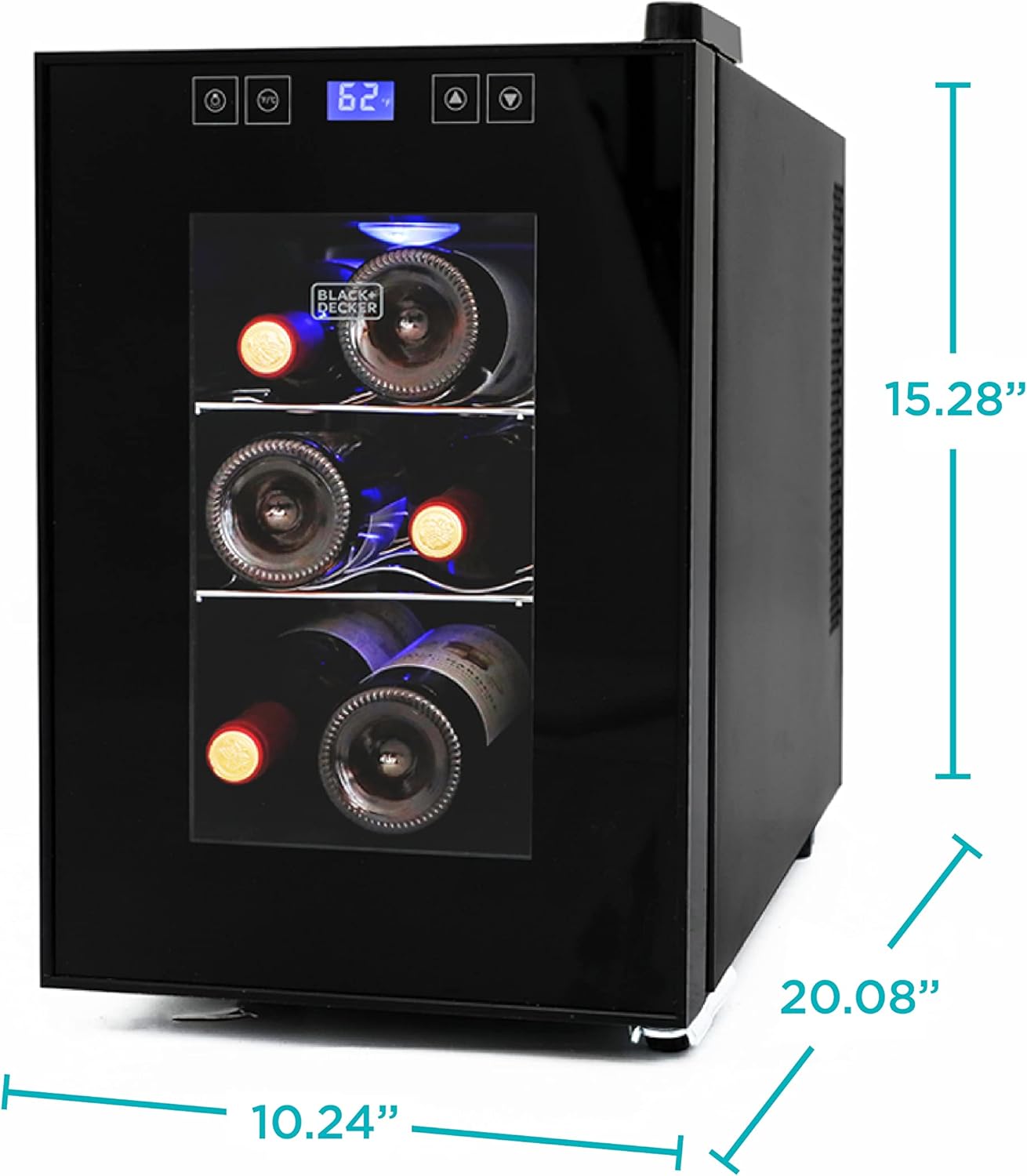 BLACK+DECKER Thermoelectric Wine Fridge with Triple-Pane Clear Glass Door