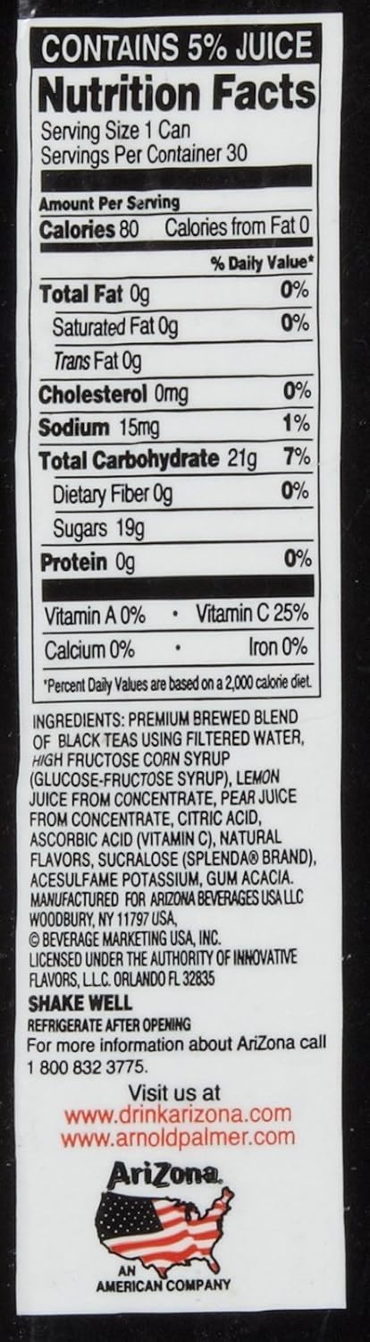 Arizona Arnold Palmer Half & Half, 11.5 Oz, Pack Of 30 Cans