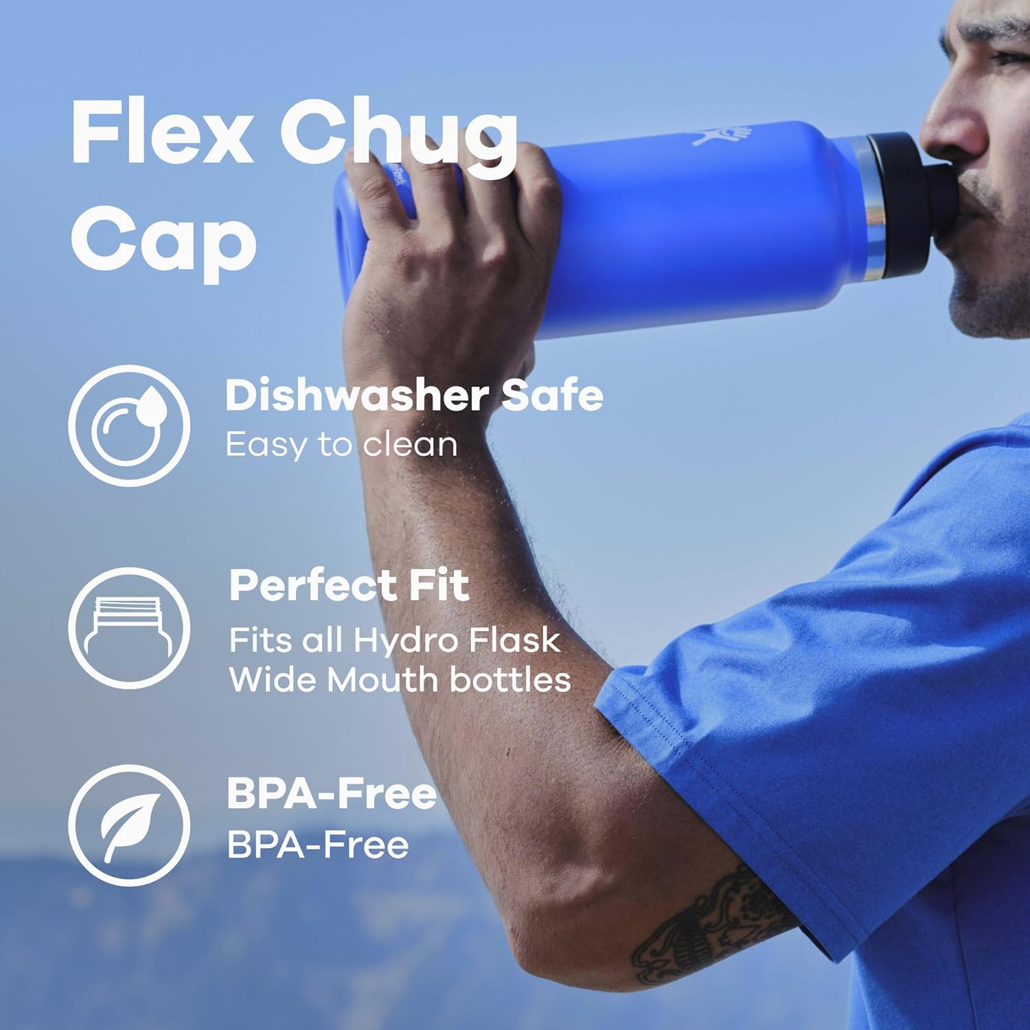HYDRO FLASK Wide Mouth Insulated Stainless Steel Water Bottle with Flex Chug Cap