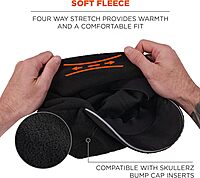 Ergodyne Standard Winter Baseball Cap with Ear Flaps, Black, One Size