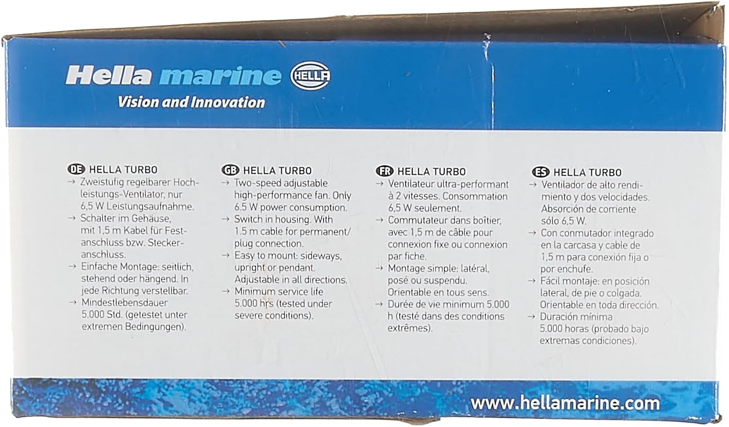 Hella 003361022 '3361 Series' 12V DC 2 Speed Turbo Fan with White Housing