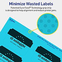 Avery Printable Rectangle Scalloped Labels, Sure Feed Technology, 2" x 3", Bright Blue, 80 Total