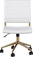 Martha Stewart Ivy Armless Swivel Task Chair in Faux Leather with Polished Brass Frame
