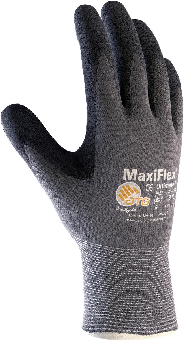 Work Gloves: ATG 34-874, Size 3X-Large, Micro-Foam Nitrile-Coated Nylon & Elastane, General Purpose