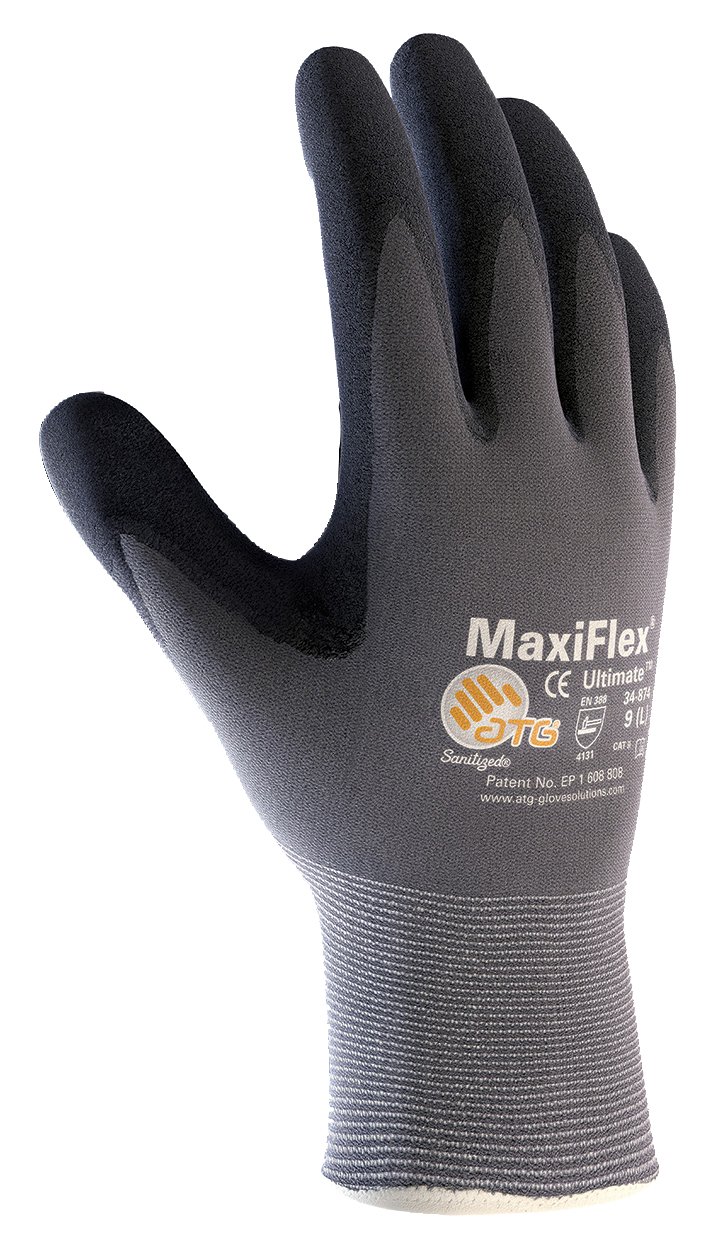 Work Gloves: ATG 34-874, Size 3X-Large, Micro-Foam Nitrile-Coated Nylon & Elastane, General Purpose