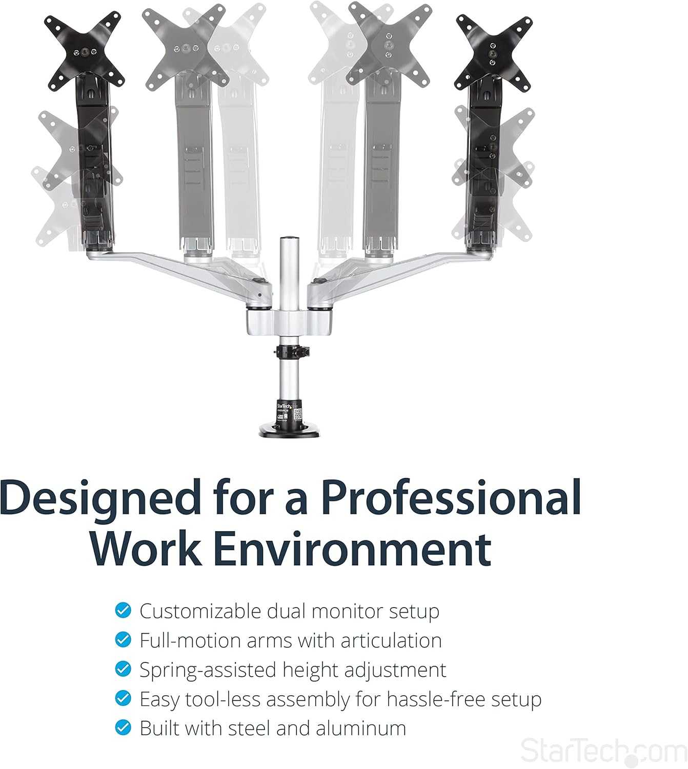 StarTech.com Desk Mount Monitor Arms - Articulating, Spring-Assisted, VESA 75x75/100x100