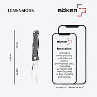 BÖKER PLUS® Atlas Backlock Sheepfoot Pocket Knife - Two-handed full metal folding knife with D2 Sheepfoot blade - EDC pocket knife with stainless steel metal handle scales