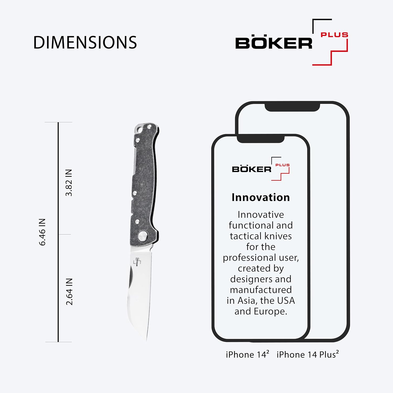 BÖKER PLUS® Atlas Backlock Sheepfoot Pocket Knife - Two-handed full metal folding knife with D2 Sheepfoot blade