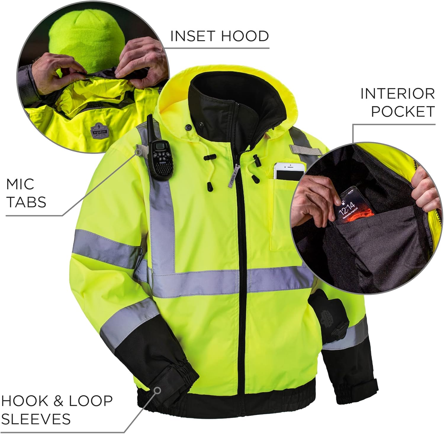 Ergodyne GloWear 8379 Type R Class 3 High-Visibility Fleece-Lined Bomber Jacket