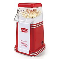 Nostalgia Electrics Coca-Cola Hot-Air Electric Popcorn Maker, 8 Cups, Healthy Oil Free Popcorn with Measuring Scoop