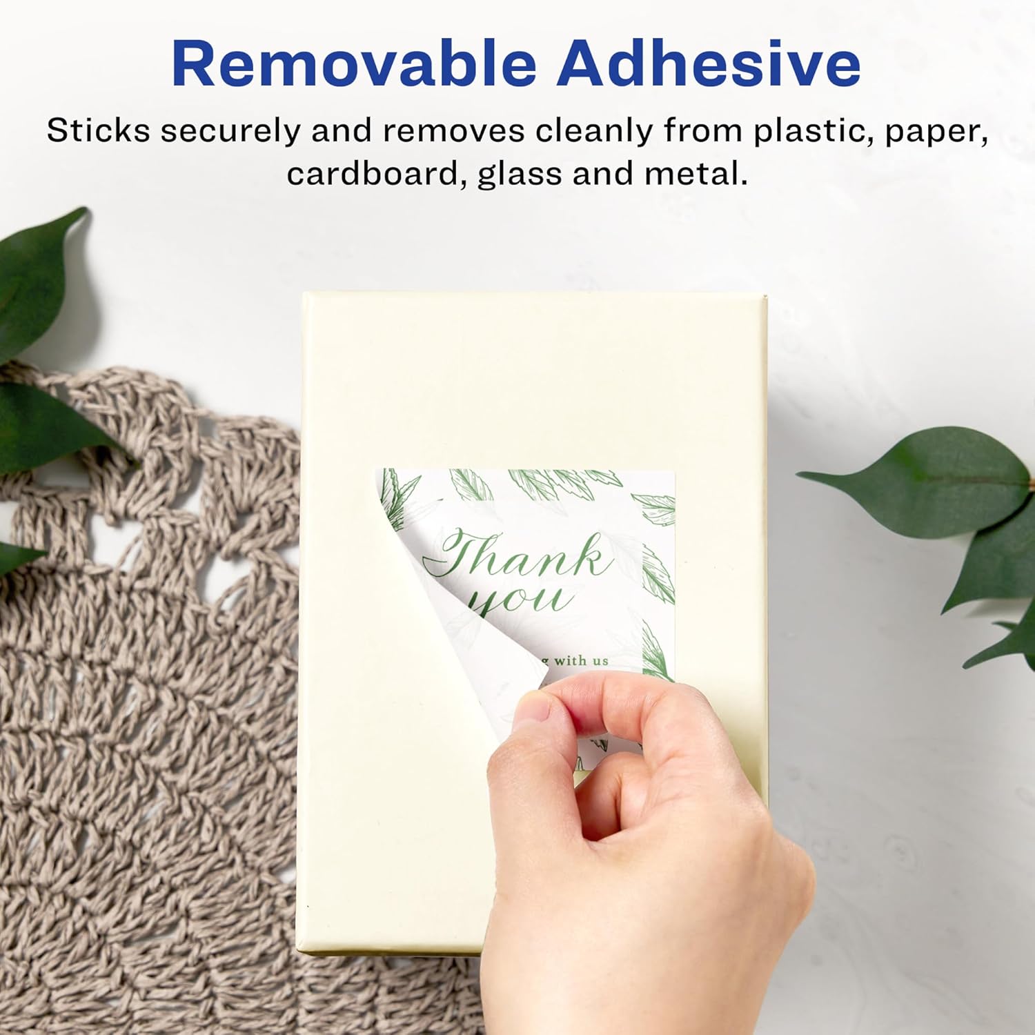 Avery Matte White Removable Square Labels, Sure Feed Technology, Print-to-The-Edge, 2-1/8" x 2-1/8", 180 Removable Labels