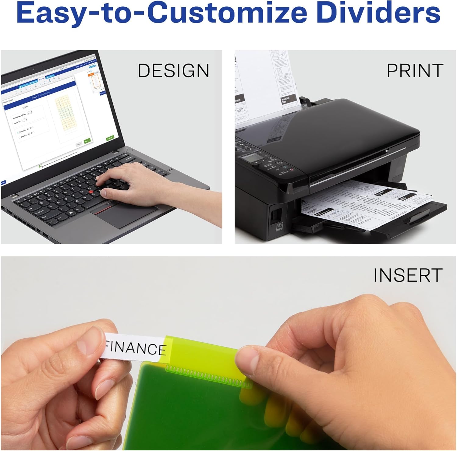 AVERY Dividers for 3-Ring Binders, Big Tab Insertable Two-Pocket Plastic Dividers, Multicolor