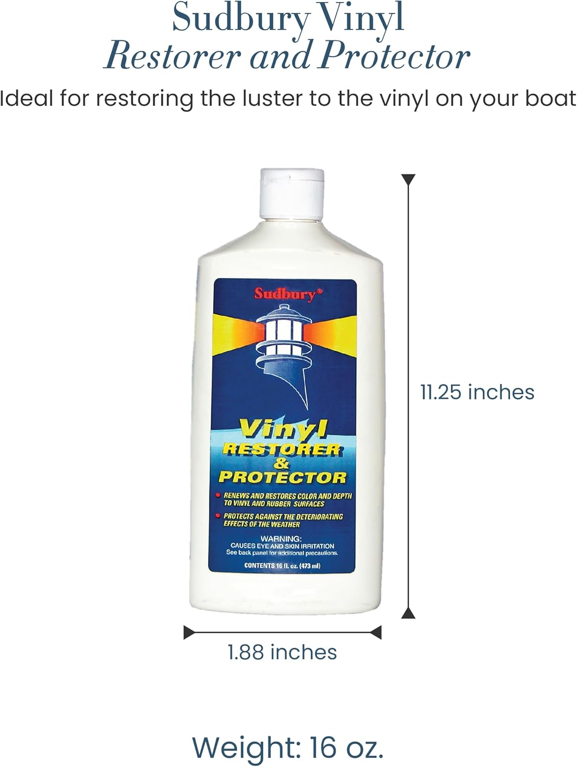 Sudbury Vinyl Restorer and Protector, Boat Vinyl Cleaner, Marine Vinyl Restorer, Essential Boat Accessories, 16 oz.