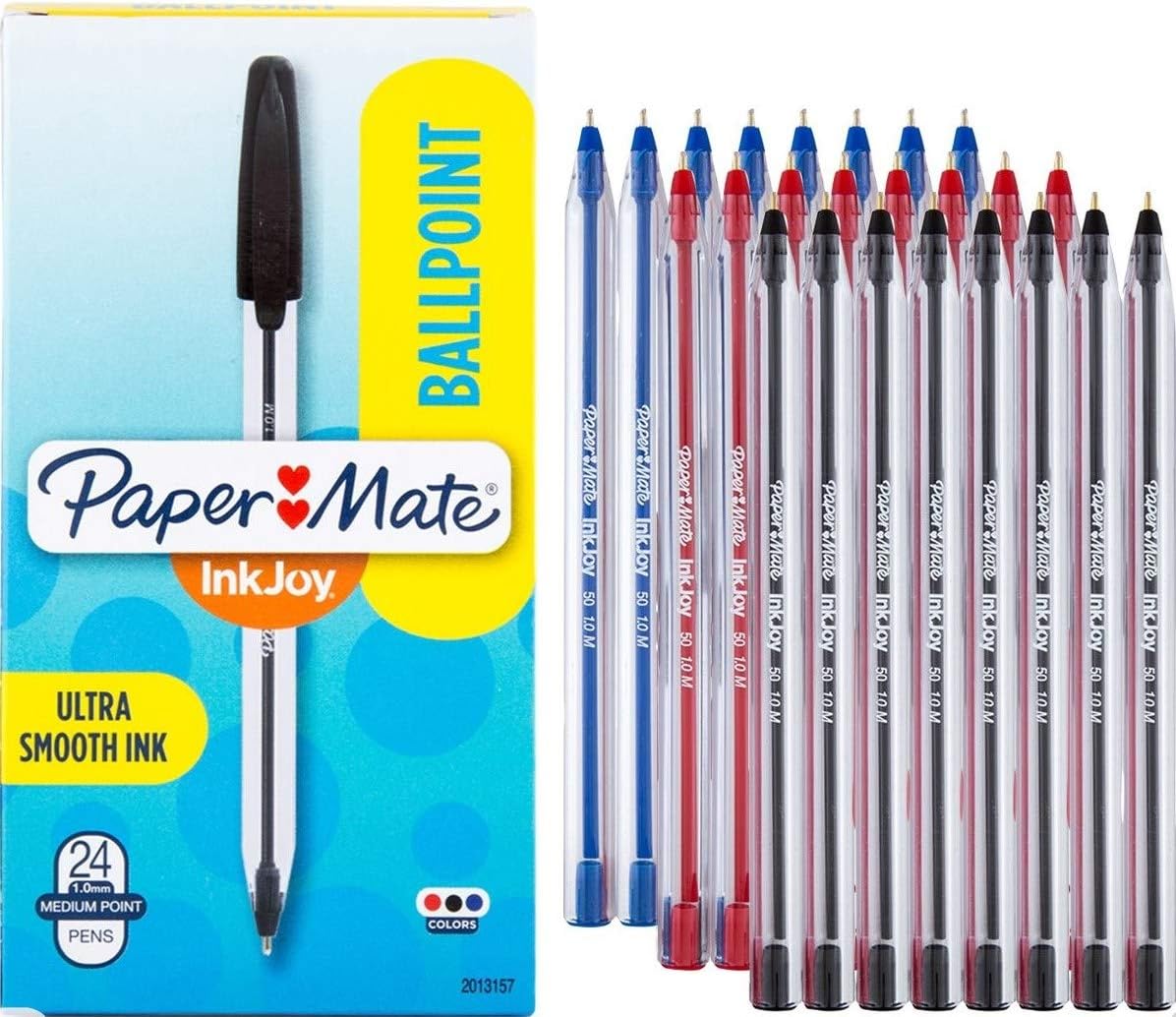 Papermate 2013157 InkJoy 50ST Ballpoint Pens, 1mm Medium Point, Ultra Smooth Ink, Assorted Colors, Pack of 24