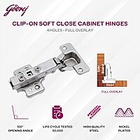 Clip On 3D Soft Close Cabinet Hinge- Full Overlay 4 Hole