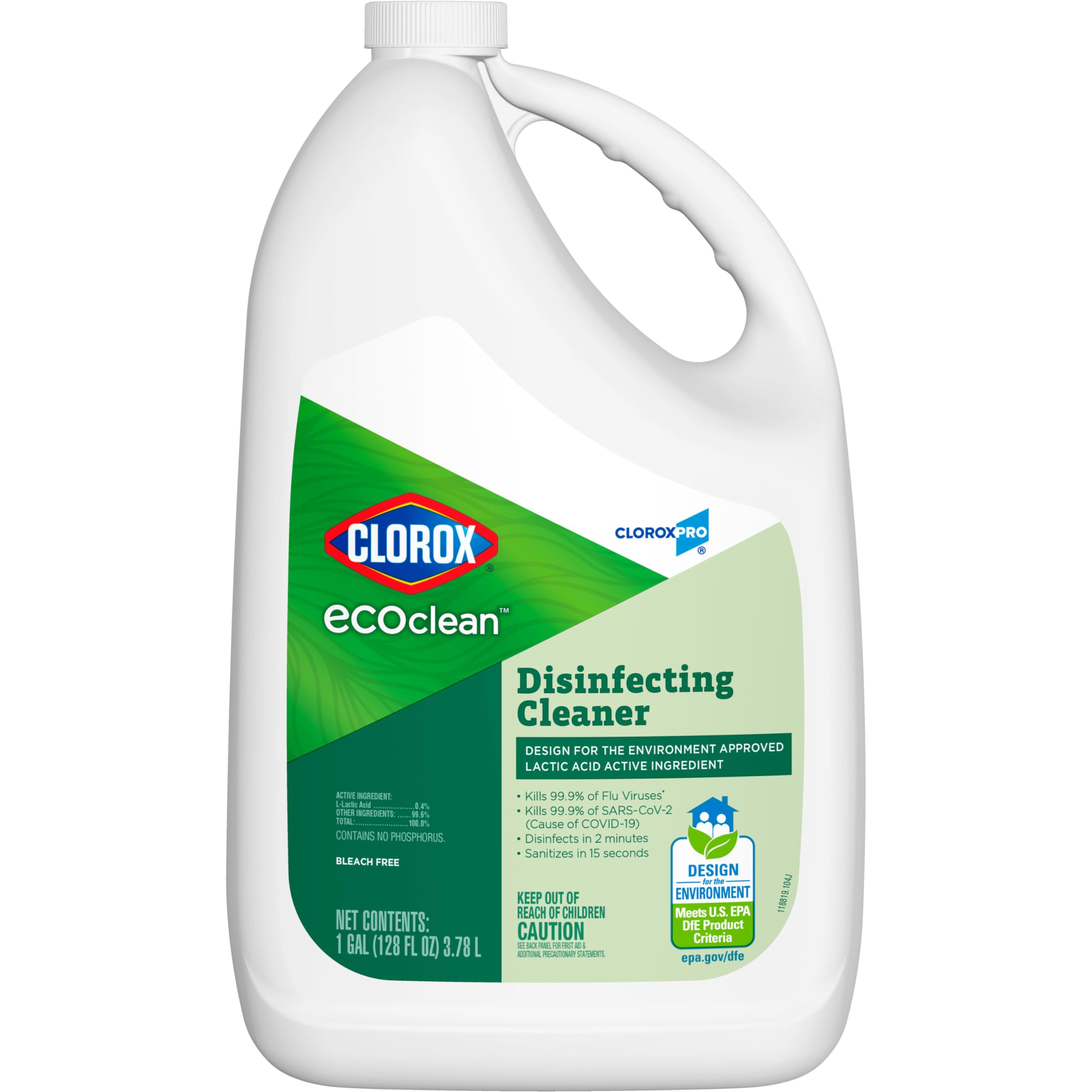 Clorox CloroxPro EcoClean Disinfecting Cleaner Refill, 128 Fluid Ounces 128 Fl Oz (Pack of 1)