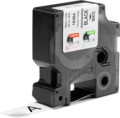 DYMO Rhino Industrial Permanent Polyester Labels, Black Print on White Tape