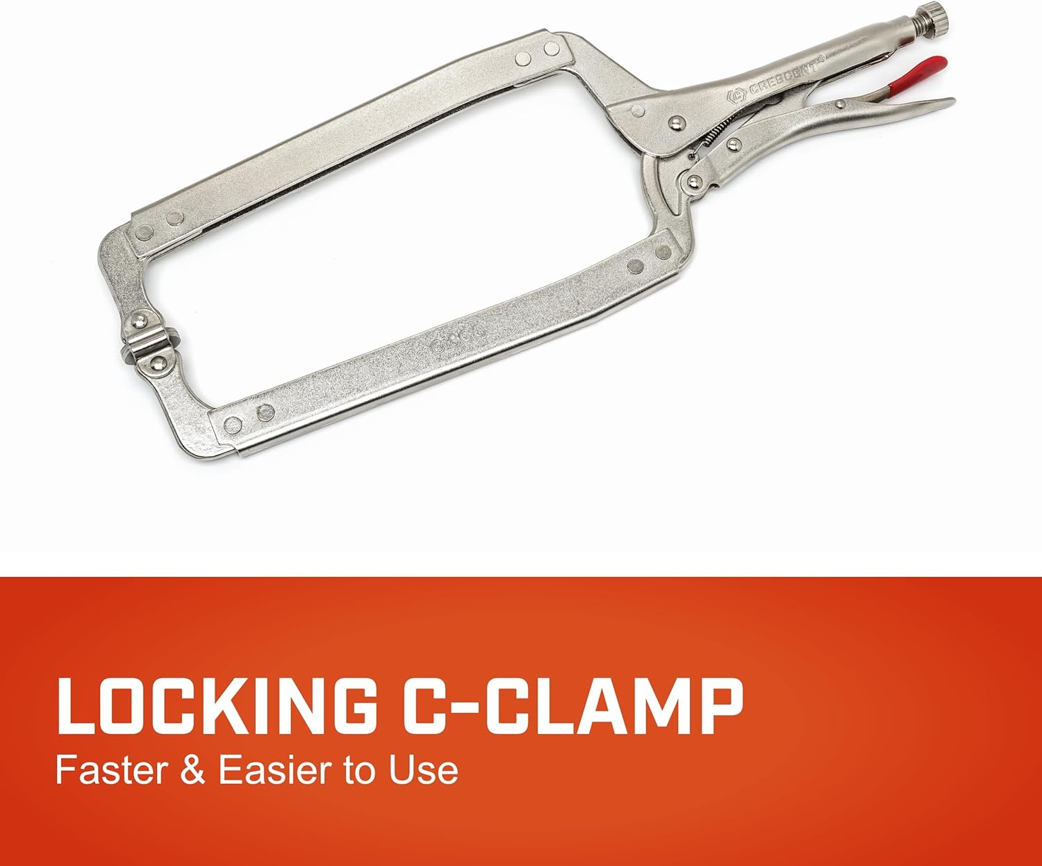 Crescent Locking C-Clamp - Heavy-Duty, Adjustable Metal Clamp with Compound Action & Hex Key Receiver - C18CCSN - 18", Red