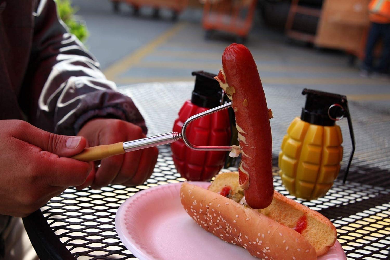 Caliber Gourmet Condiment Dispenser Set. Grenade Shape for BBQ Grill, Camping & Picnics, Ketchup Mustard Bundle Set