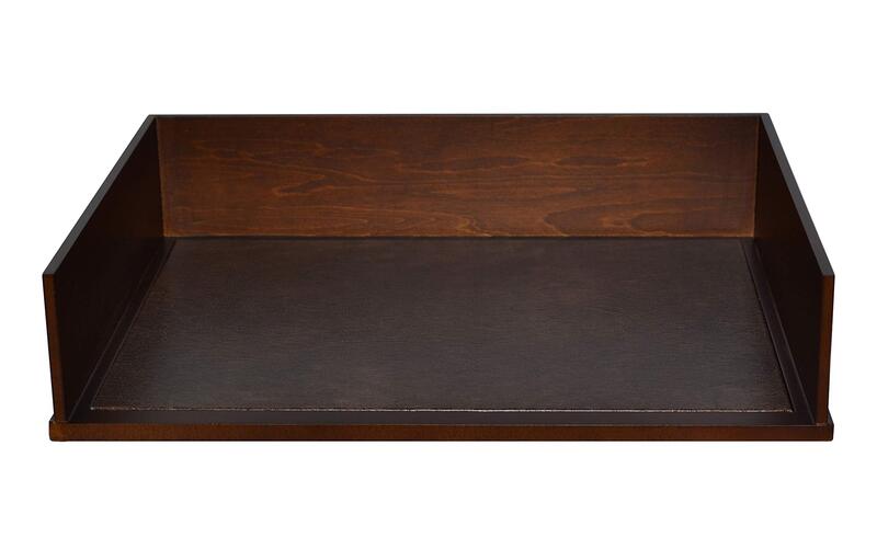 Victor Heritage Wood Stacking Letter Tray - 1 Compartment(s) - 3.1in x 13.2inx 10.6in Depth - Desktop - Natural - Faux Leather, Wood - 1 Each - H1154