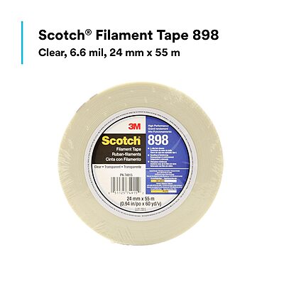 3M Scotch Filament Tape 898 — Clear Filament-Reinforced Packaging Tape