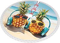 Beach Two Pineapples Sea Printed Christmas Tree Skirt 36 Inch - Thick Xmas Tree Skirt with Tassel for Indoor Outdoor Xmas
