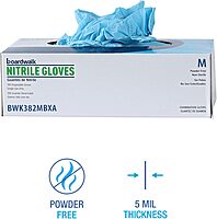 Boardwalk Disposable Examination Nitrile Gloves, Medium, Blue, 5mil, Box Of 100 Gloves