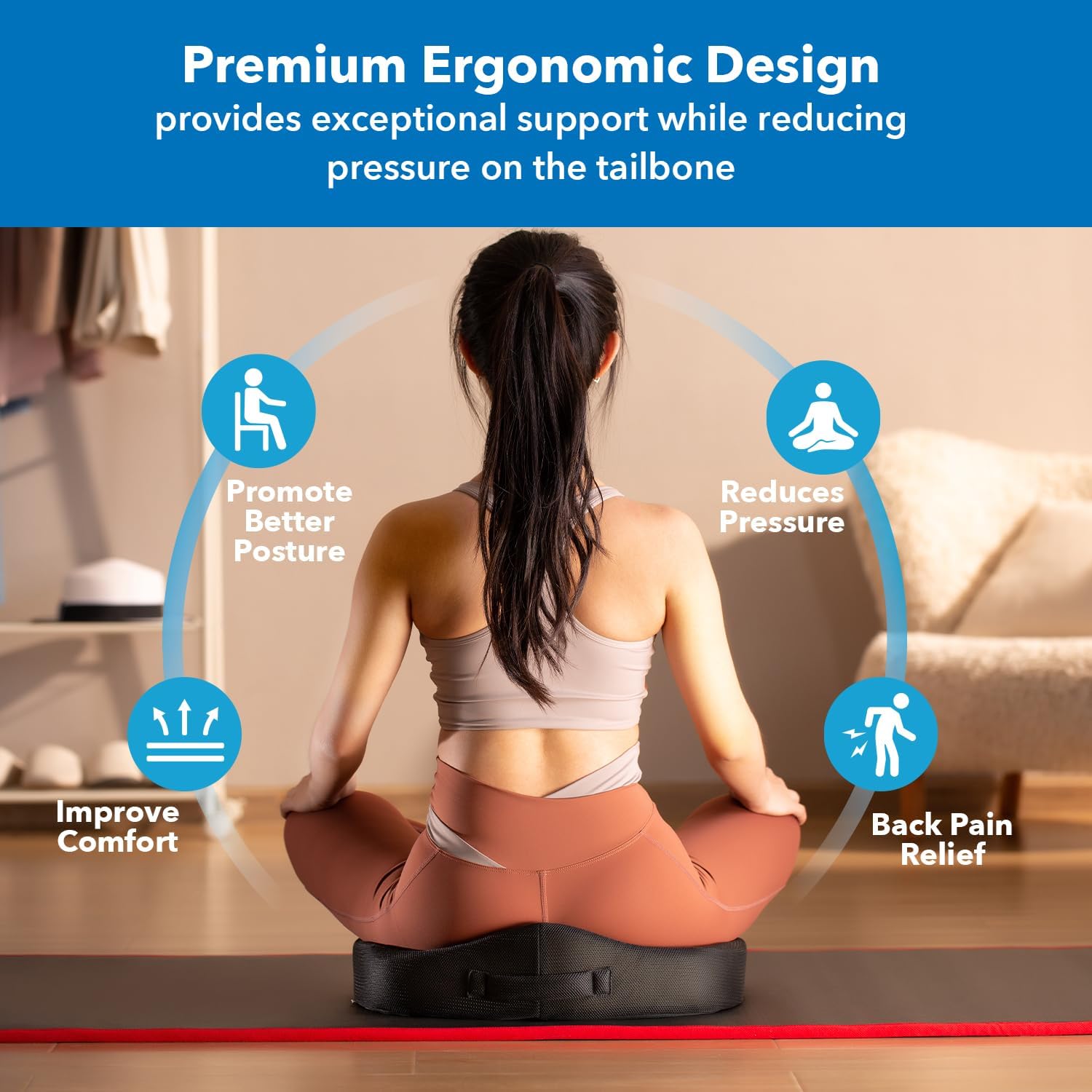 Mount-It! Office Seat Cushion, Premium Ergonomic Memory Foam with Cooling Gel