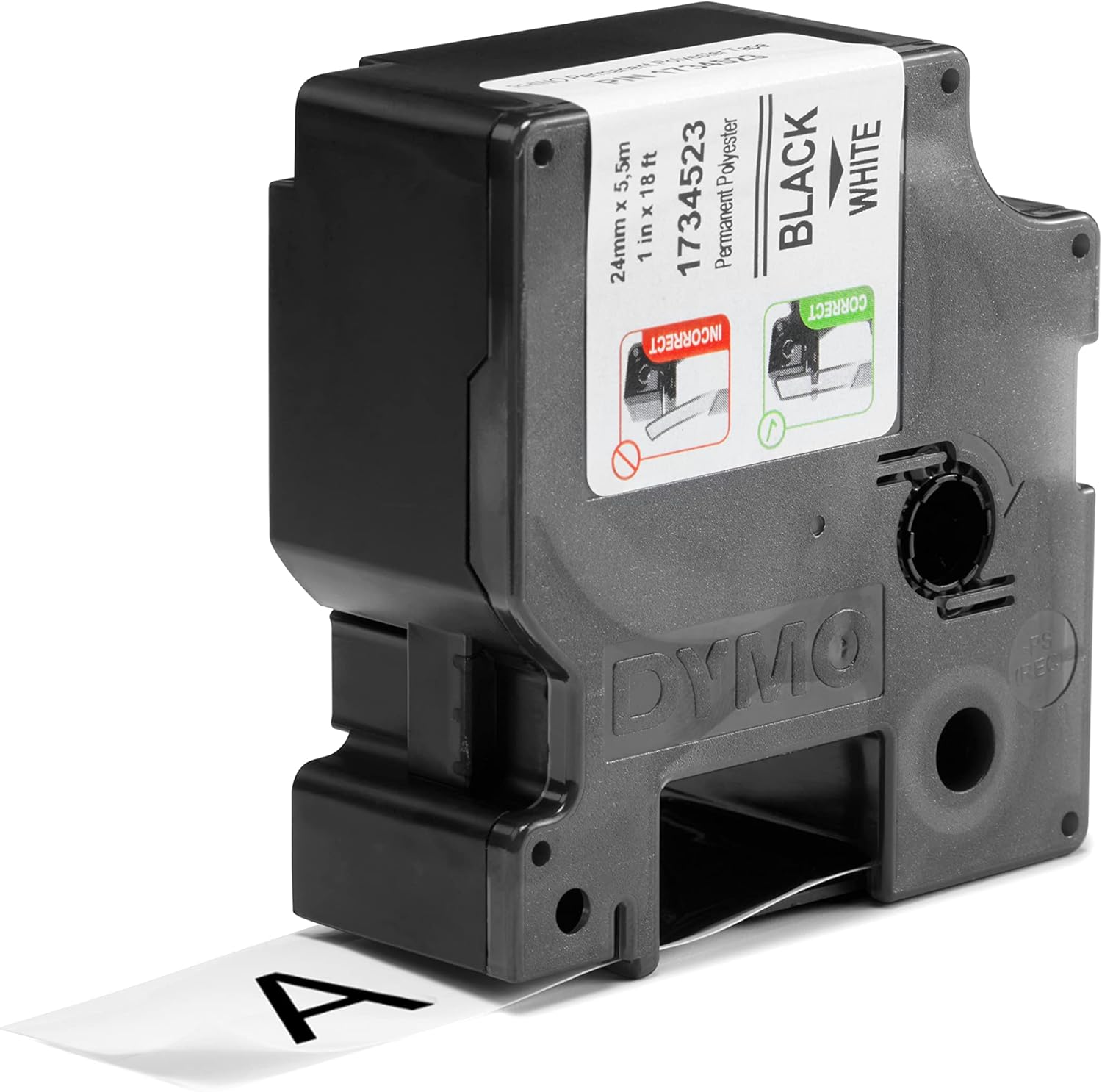DYMO Rhino Industrial Permanent Polyester Labels, Black Print on White Tape