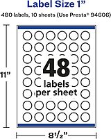 AVERY Glossy White Starburst Labels, Sure Feed Technology, 1"