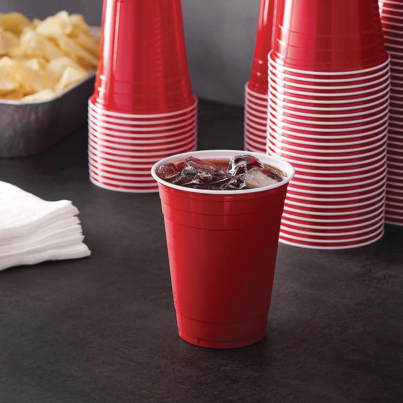 Genuine Joe 16 oz Plastic Red Party Cups (Pack of 50)