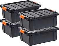 IRIS Heavy Duty Plastic Storage Bins with Durable Lid and Secure Latching Buckles (47 qt. - 4 Pack)
