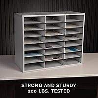 Fellowes 25041 Literature Organizer - 24 Compartment, Letter, Dove Gray