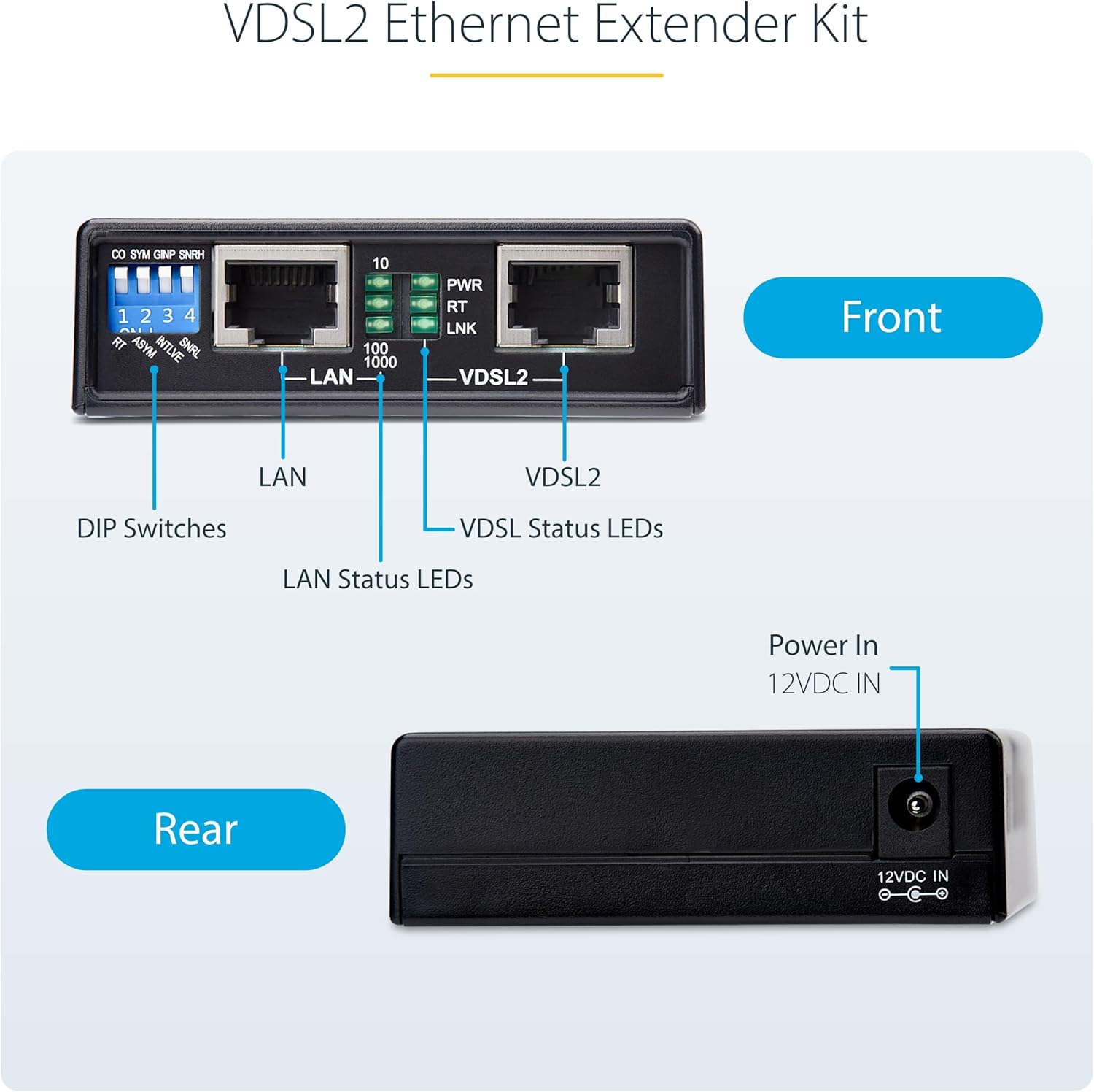 StarTech.com VDSL2 Ethernet Extender Kit Over Single-Pair Wire