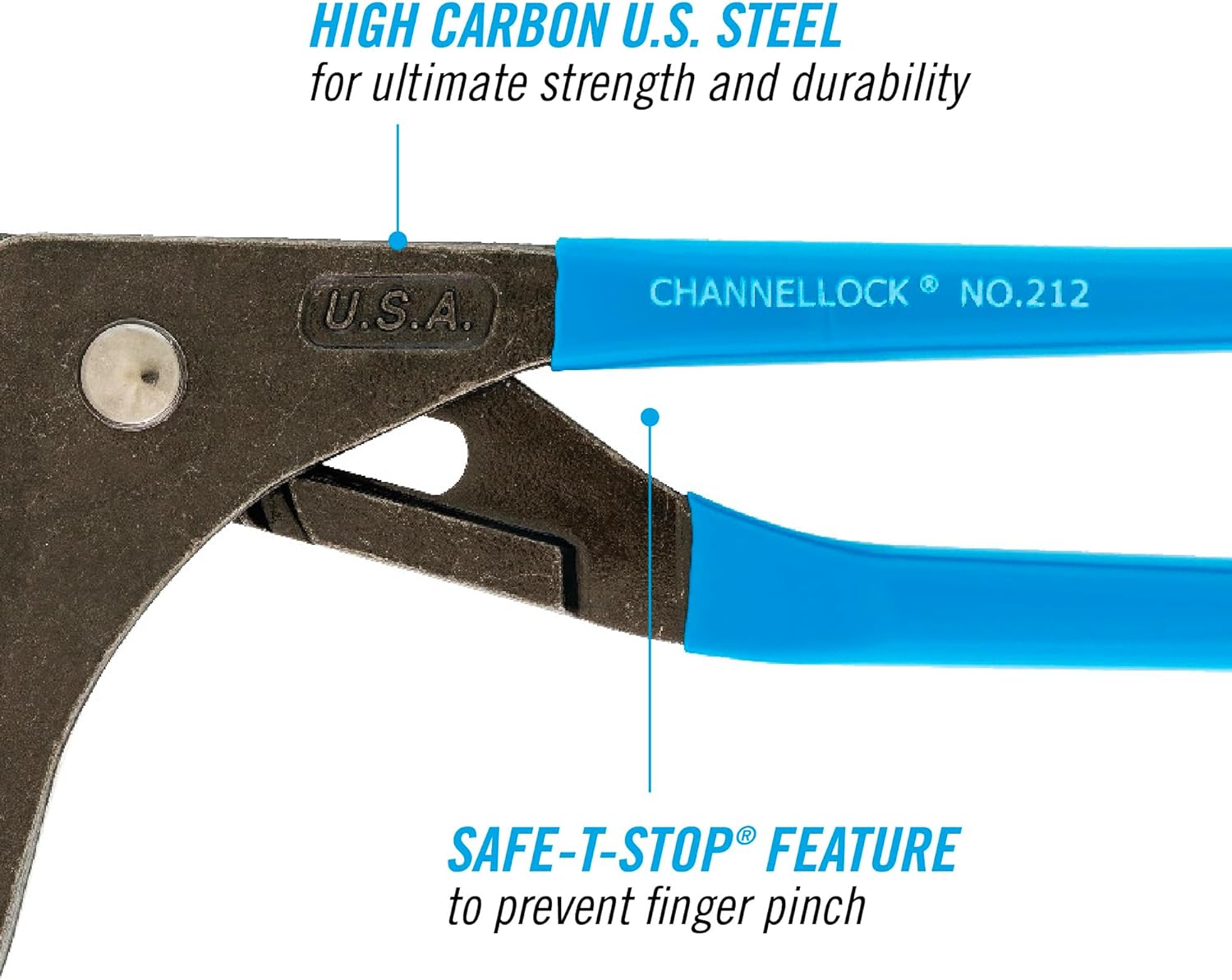 CHANNELLOCK 212 12-inch Oil Filter/PVC Pliers | Made in USA | 2.5 to 3.75-inch Jaw Capacity | Forged High Carbon Steel | Blue