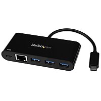 StarTech.com USB C to Ethernet Adapter - 3 Port - with Power Delivery (USB PD) - Power Pass Through Charging