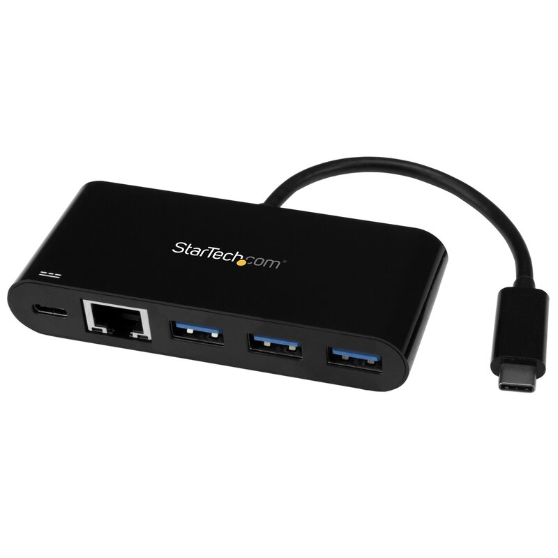 StarTech.com USB C to Ethernet Adapter - 3 Port - with Power Delivery (USB PD) - Power Pass Through Charging