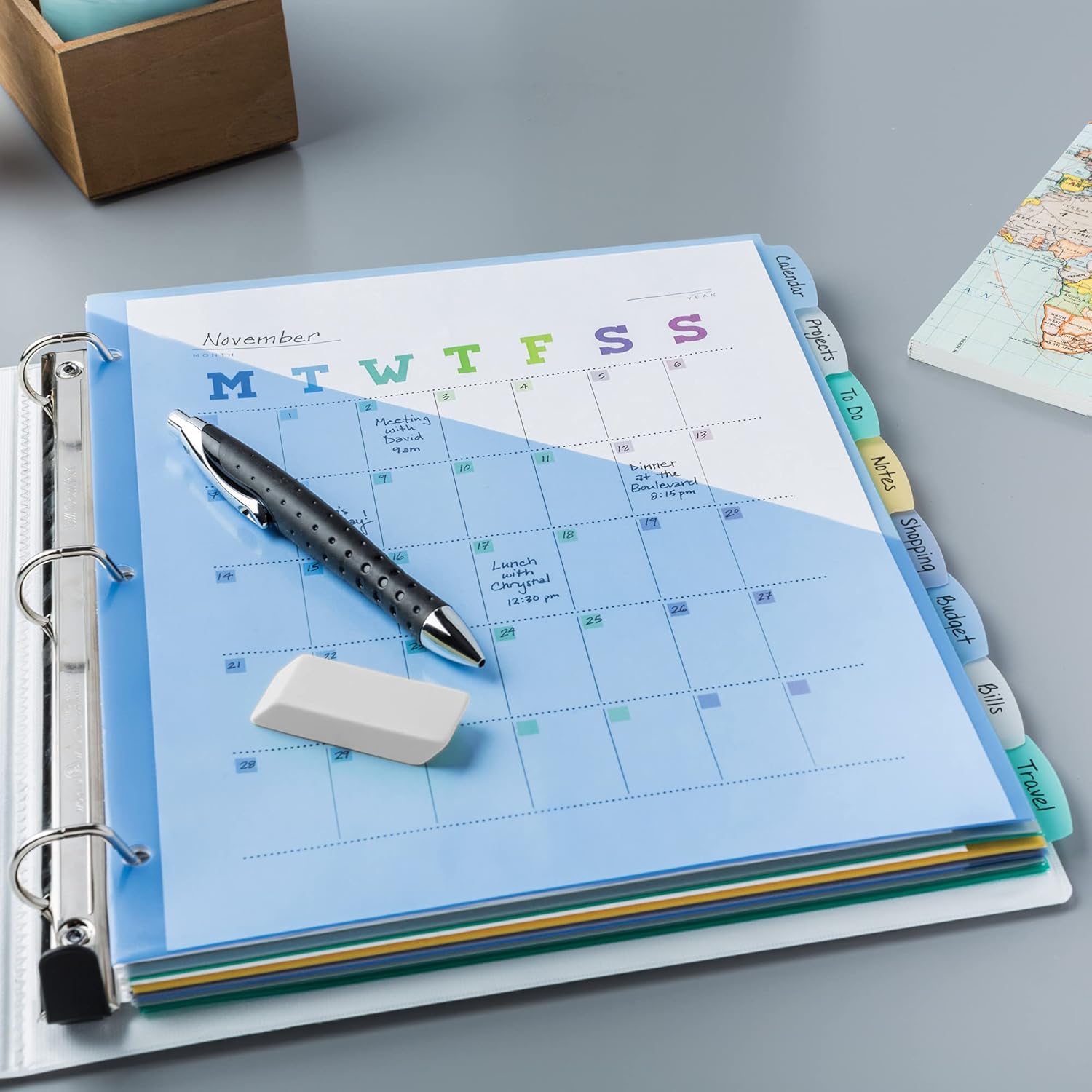 Avery Write & Erase Pocket Plastic Dividers for 3 Ring Binders, 8-Tab Sets, Multicolor