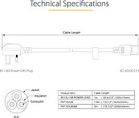 StarTech.com 6ft (1.8m) UK Computer Power Cable, 18AWG, BS 1363 to C13, 10A 250V, Black Replacement AC Power Cord