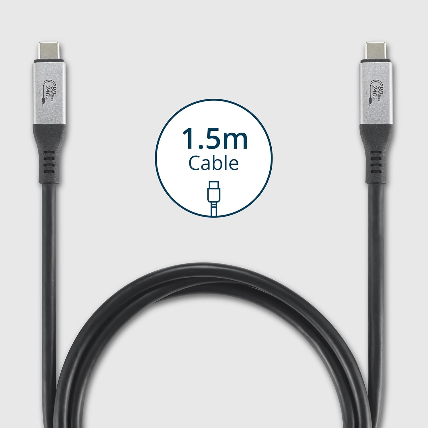 Kensington USB4® Cable 1.5m, 80Gbps, Supports up to 8K Video, up to 240W Power Delivery (PD 3.1)