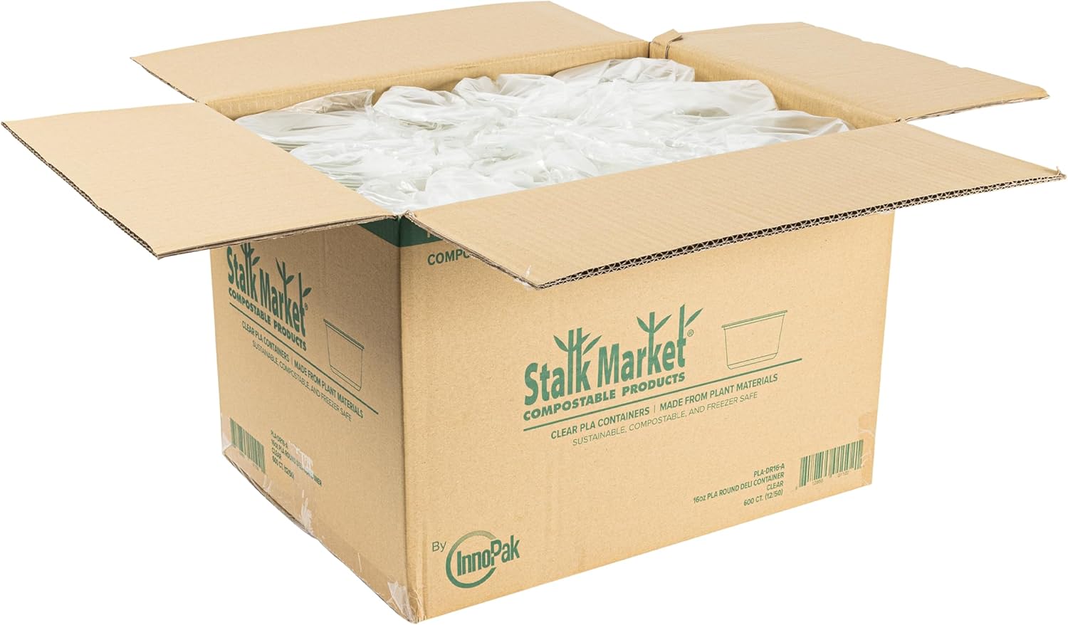 STALKMARKET Jaya 100% Compostable Clear PLA Round Deli Containers & Lids