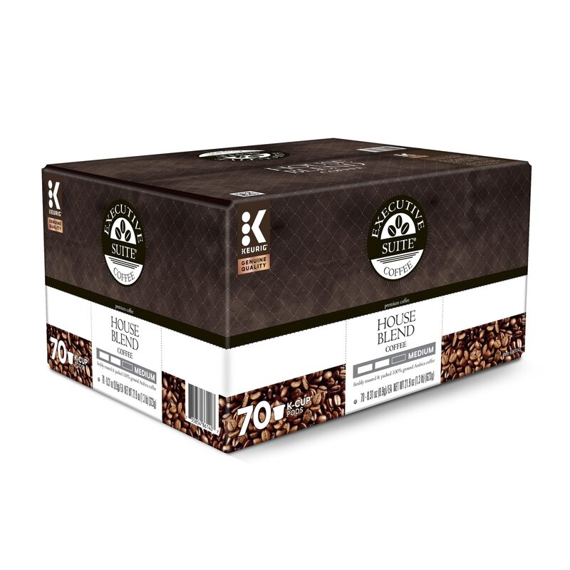Executive Suite House Blend Coffee Pods for Keurig K-Cup Brewers, Box of 70 Pods